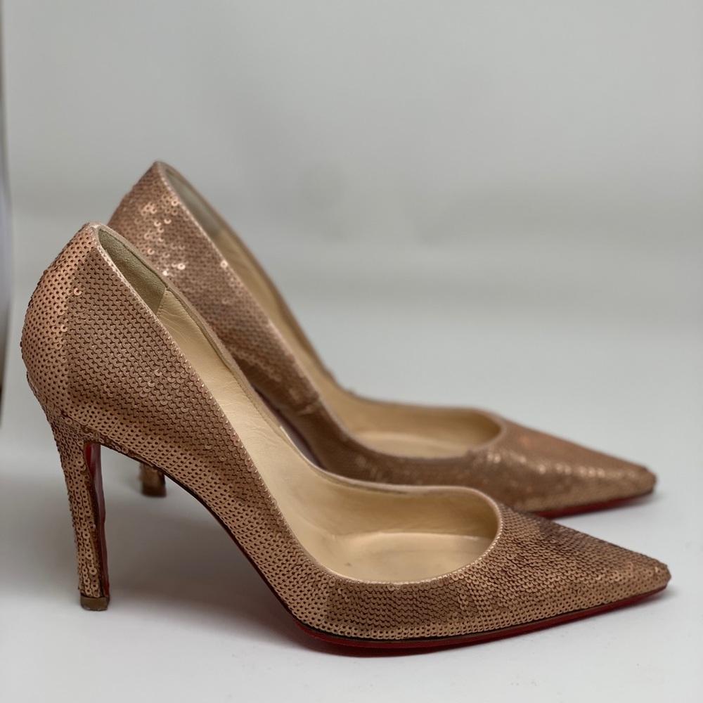 Christian Louboutin Rose Gold Sequins 100mm Heels